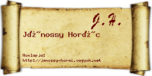 Jánossy Horác névjegykártya